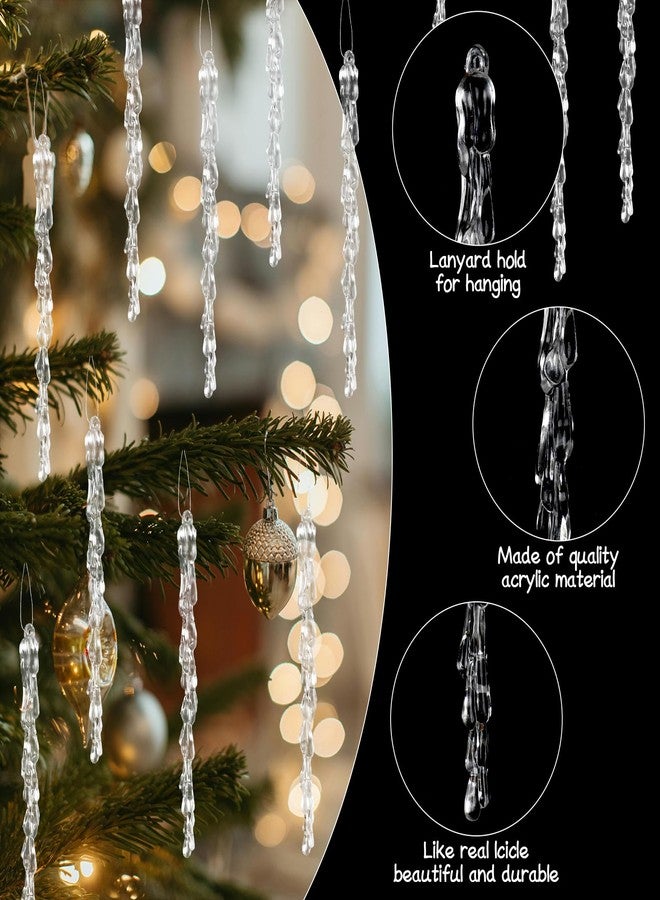 STEFORD 30 Pcs Christmas Icicles Ornaments, Acrylic Clear Icicle Ornament Plastic Christmas Tree Hanging Crystal Icicles Set Wedding Party Winter Wonderland Decoration Supplies - Image 3